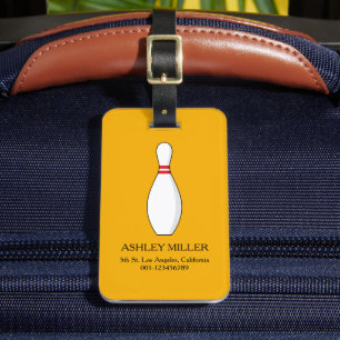 Bowling Skittle Personalise Luggage Tag