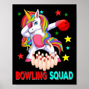 Bowling Squad Dabbing Unicorn Player Team Costume  Poster