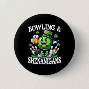 Bowling St Patrick's Day Shenanigans Bowler Funny 6 Cm Round Badge