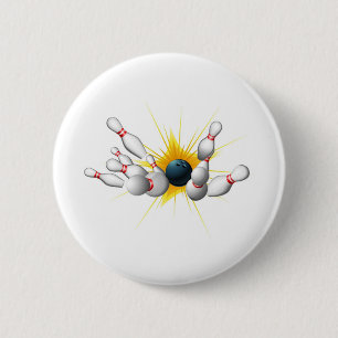 Bowling Strike 6 Cm Round Badge