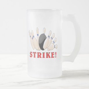 Bowling: Strike! Frosted Glass Beer Mug