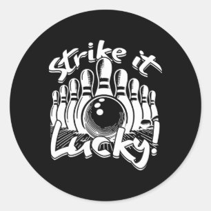 Bowling Strike It Lucky  Classic Round Sticker