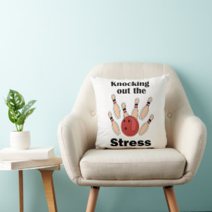 Bowling Strike Knocking Out Stress Bowling Party Cushion