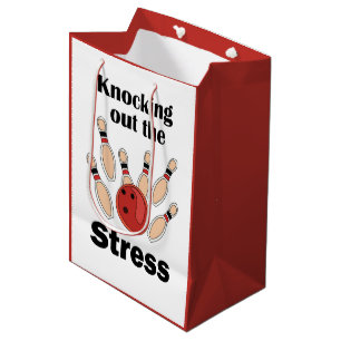 Bowling Strike Knocking Out Stress Bowling Party Medium Gift Bag
