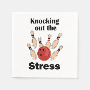 Bowling Strike Knocking Out Stress Bowling Party Napkin
