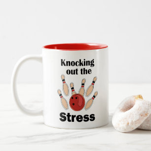 Bowling Strike Knocking Out Stress Bowling Party Two-Tone Coffee Mug