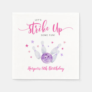 Bowling Strike Up Some Fun Girl Birthday Napkin