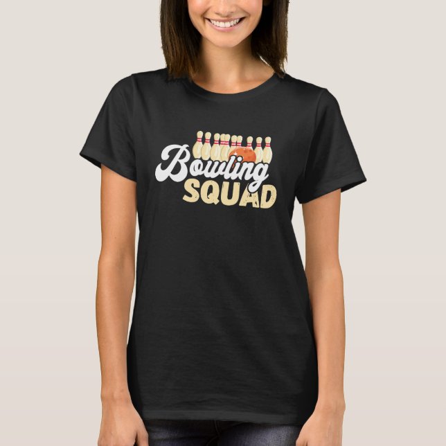 Bowling Team Bowling Squad Bowler Bowling Pin Stri T-Shirt (Front)