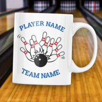 Bowling Team Mug - Strike Logo Team & Player Name