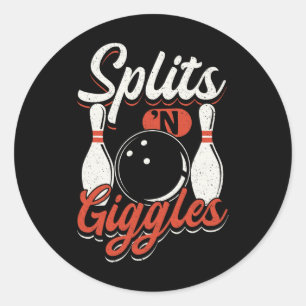 Bowling Team Pins Strikes Splits'n Giggles  Classic Round Sticker