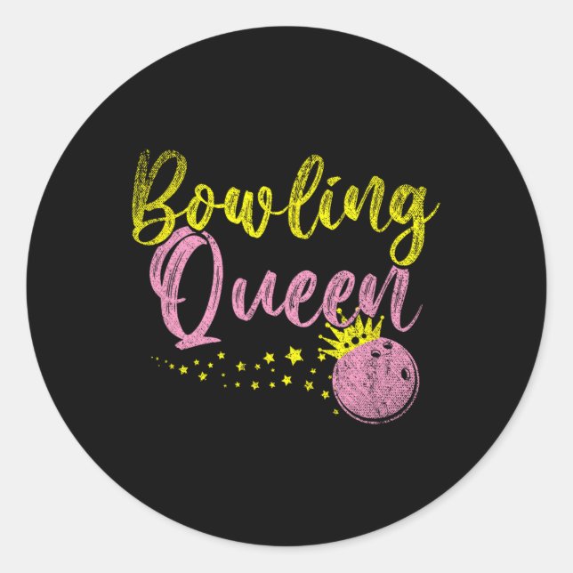 Bowling Team Queen Women Girls Kids Gift Bowling  Classic Round Sticker (Front)