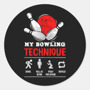 Bowling Technique Bowl League Member Men's Black M Classic Round Sticker