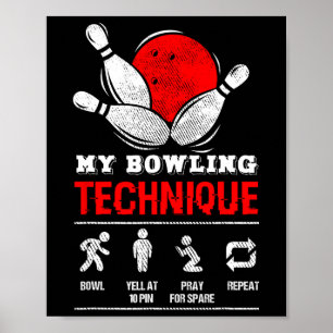 Bowling Technique Bowl League Member Men's Black M Poster