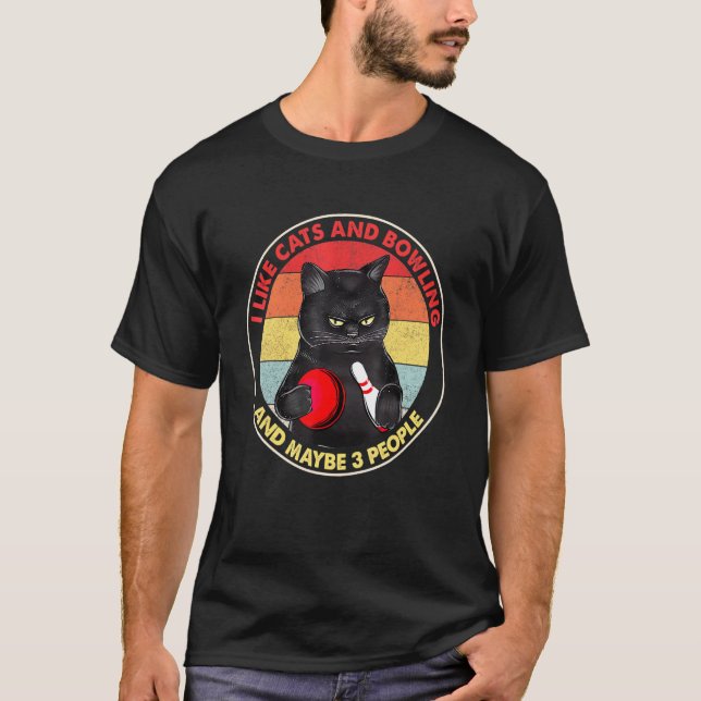 Bowling Tee Like Cat Maybe 3 People Food Bowling T (Front)