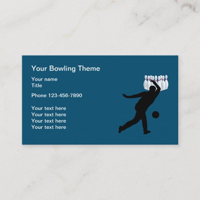 Bowling Theme Unique Business Card (Front)