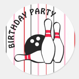 Bowling Themed Birthday Party Classic Round Sticker