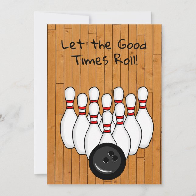 Bowling Themed Birthday Party Invitation (Front)
