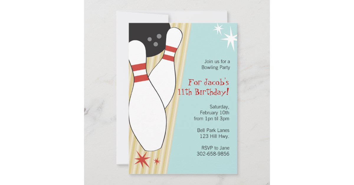 Bowling Themed Birthday Party Invitations Zazzle