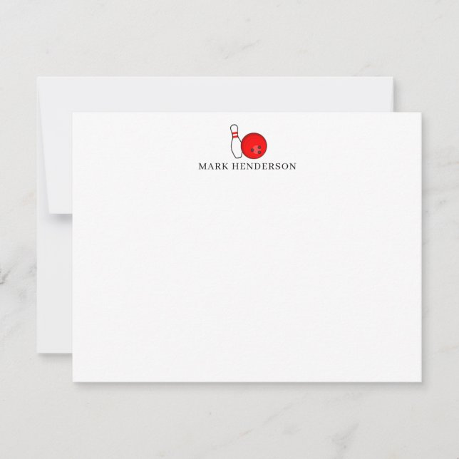 Bowling Themed Personalised Stationery Bowling Card (Front)