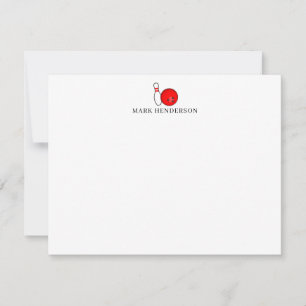 Bowling Themed Personalised Stationery Bowling Card