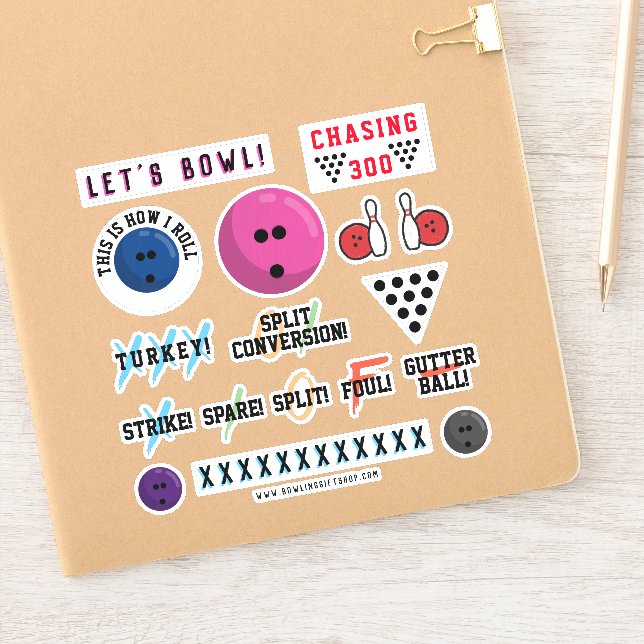 Bowling Themed Sticker Sheet (Notebook)