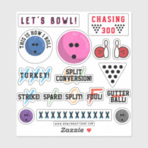 Bowling Themed Sticker Sheet