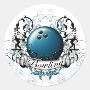 Bowling Tribal Classic Round Sticker