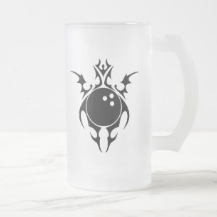 bowling. tribal. frosted glass beer mug