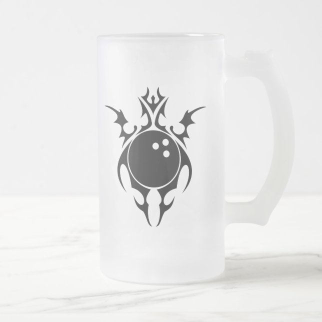 bowling. tribal. frosted glass beer mug (Right)