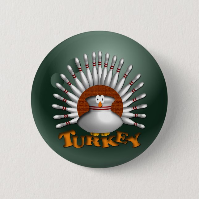 Bowling Turkey 6 Cm Round Badge (Front)