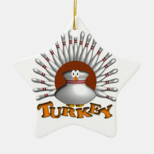 Bowling turkey ceramic tree decoration
