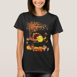 Bowling Turkey Thanksgiving Fall Tree Bowling Play T-Shirt