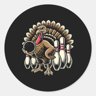 Bowling Turkey Thanksgiving Thanksgiving Day Turke Classic Round Sticker