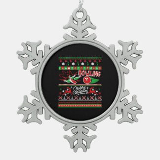 Bowling Ugly Christmas Snowflake Pewter Christmas Ornament