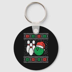 Bowling Ugly Christmas Sweater Sport Bowls Xmas Me Key Ring