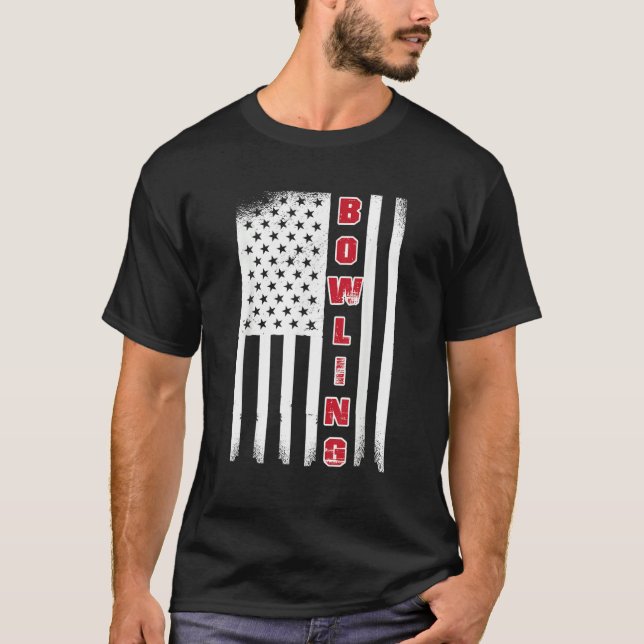 Bowling USA flag bowling team bowling ball T-Shirt (Front)