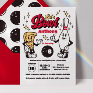 Bowling Vintage Invitation - Red