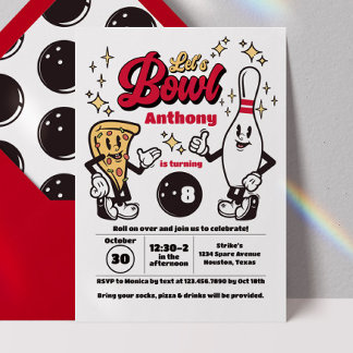 Bowling Vintage Invitation - Red