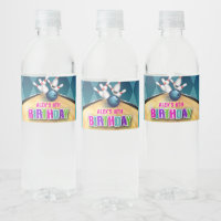 Bowling Water Bottle Label - Girl