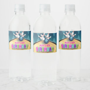 Bowling Water Bottle Label - Girl