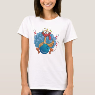 Bowling Wild Turkey With Ball And Pins T-Shirt