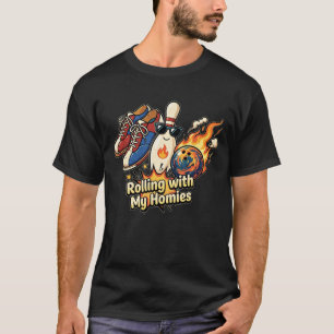 Bowling With My Crew Ball Pins Shoes League Night T-Shirt