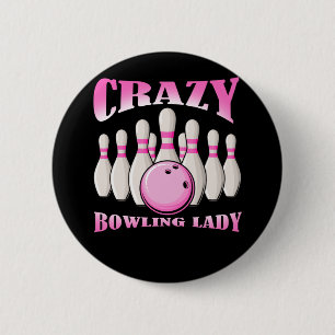 Bowling Woman Female Cute Bowler Lady 6 Cm Round Badge