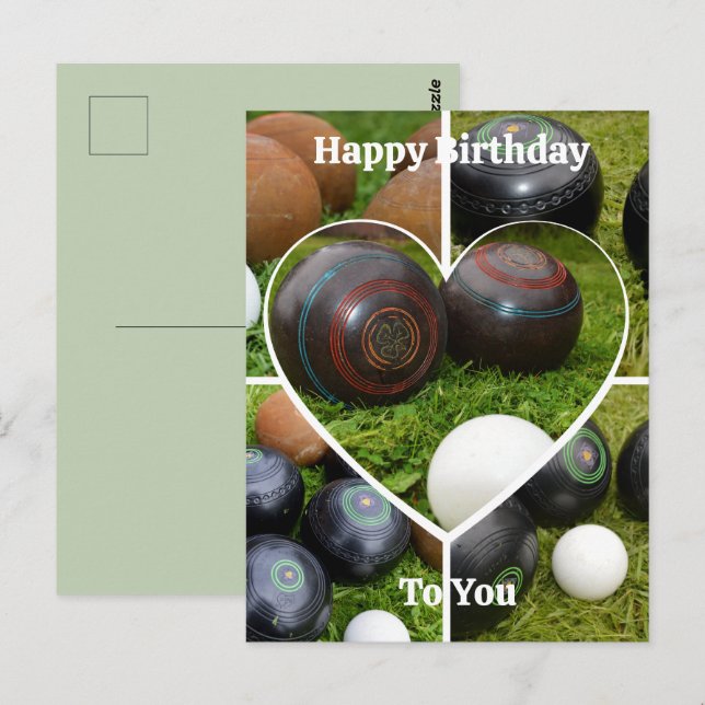 Bowls Heart Photo Collage, Birthday Postcard (Front/Back)