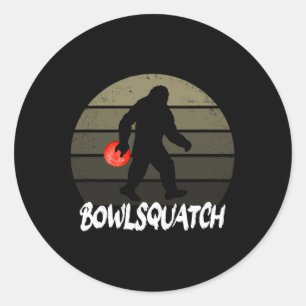 Bowlsquatch Bigfoot Bowling Ll Sasquatch Bowler Sq Classic Round Sticker