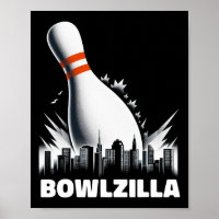 Bowlzilla Destroying City Ten Pin Men Kids Funny B