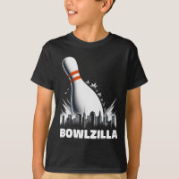 Bowlzilla Destroying City Ten Pin Men Kids Funny B