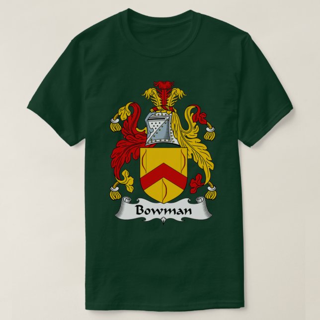Bowman Coat of Arms Family Crest  T-Shirt (Design Front)
