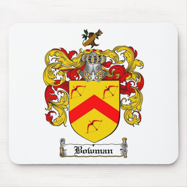 BOWMAN FAMILY CREST -  BOWMAN COAT OF ARMS MOUSE MAT (Front)
