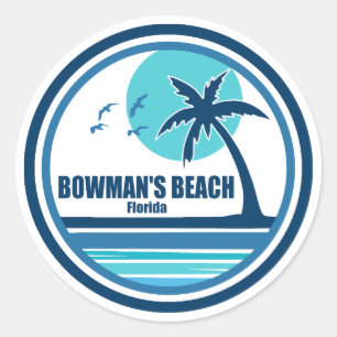 Bowman's Beach Florida Palm Tree Birds Classic Round Sticker